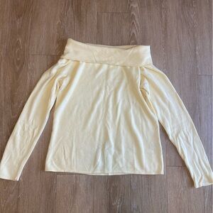 Butter Yellow Wide Turtleneck/Cowl Neck Long Sleeve Sweater
